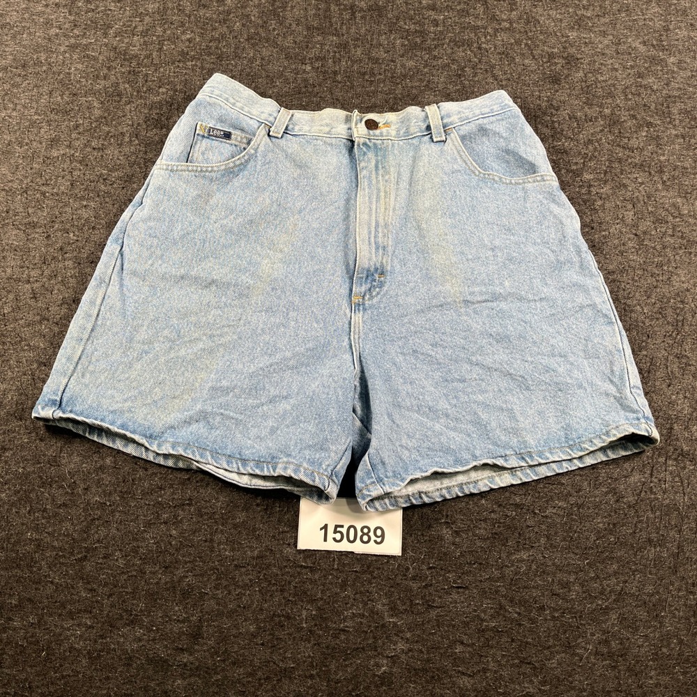 Vintage Lee Denim Shorts Womens 16 M Blue Excellent High Waisted Light Wash